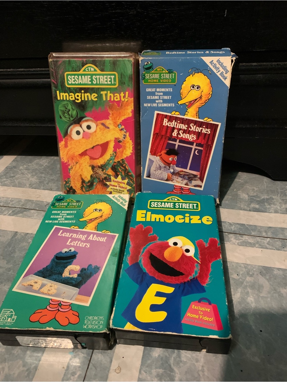 VTG Sesame Street VHS Lot Of 4 Imagine That Bedtime Stories & Songs Elmocize